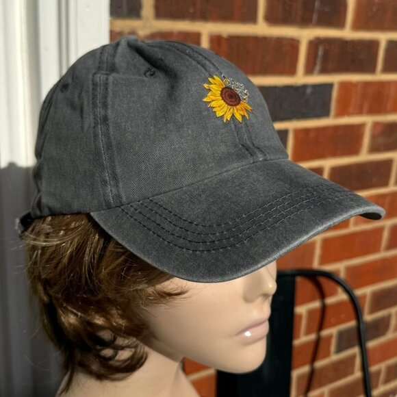 Sunflower Cotton Baseball Cap Adjustable Hat In Gray - Picture 8 of 8